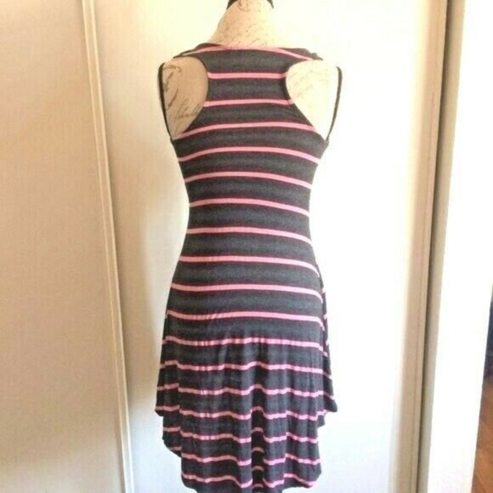 Monteau Los Angeles Women's Sleeveless Gray Pink Stripes Dress Size Small Skater - Picture 6 of 12